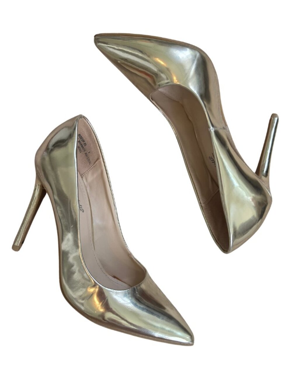 Anne Michelle Metallic Gold Pointed Toe High Heel Stiletto Pumps Heels 7